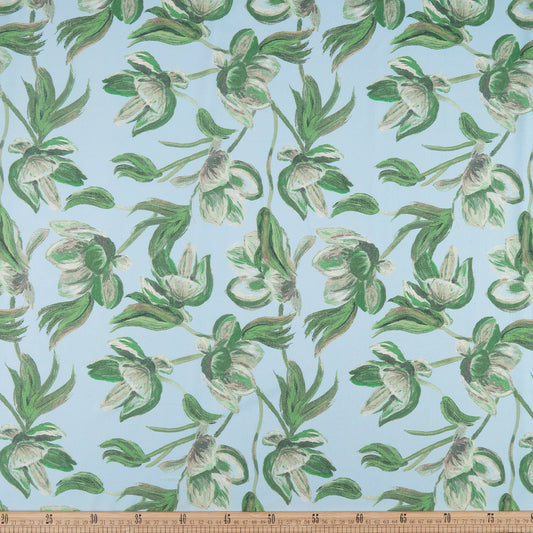 CREPE LAUREN ESTAMPADO AZUL VISTA FLORAL