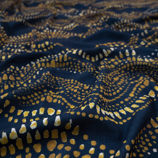 CREPE LAUREN ESTAMPADO AZUL ECLIPSE ABSTRACTO DE PUNTOS  EN ONDAS