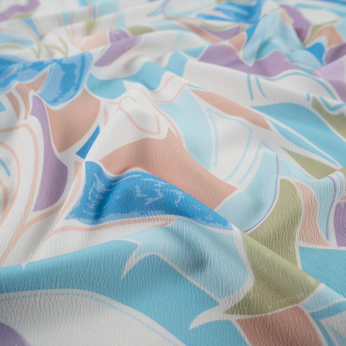 CREPE LAUREN ESTAMPADO LILA EASTER ASBTRACTO DE HOJAS