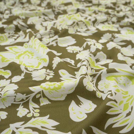 CREPE LAUREN ESTAMPADO VERDE MUSGO FLORAL