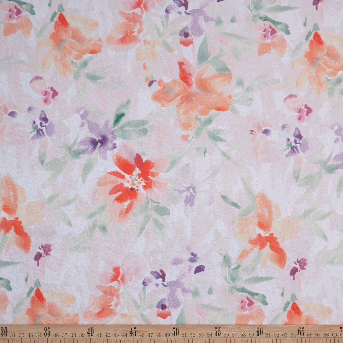 CREPE LAUREN ESTAMPADO BEIGE ARENA CLARA ACUARELA FLORAL
