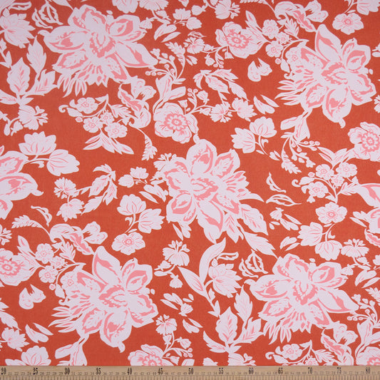 CREPE LAUREN ESTAMPADO NARANJA EXUBERANTE FLORAL