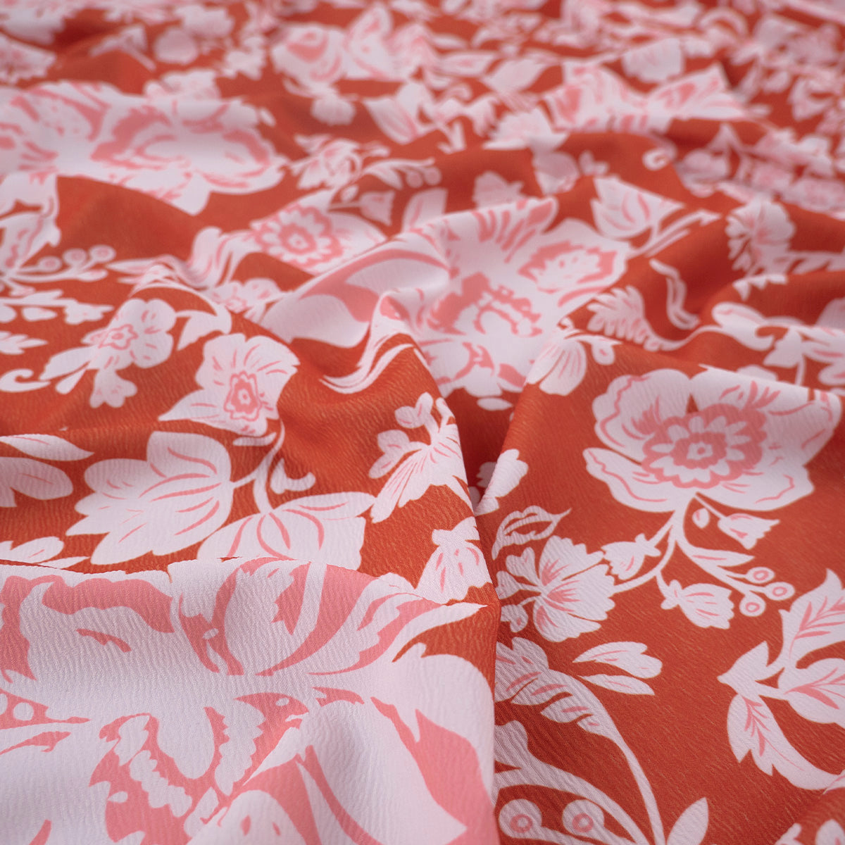 CREPE LAUREN ESTAMPADO NARANJA EXUBERANTE FLORAL