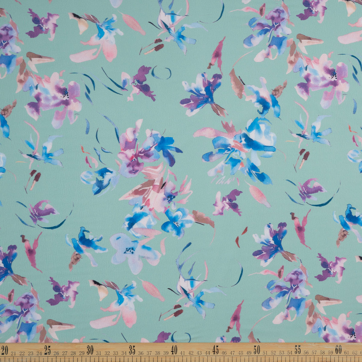 CREPE LAUREN ESTAMPADO VERDE SHAMROCK ACUARELA FLORAL