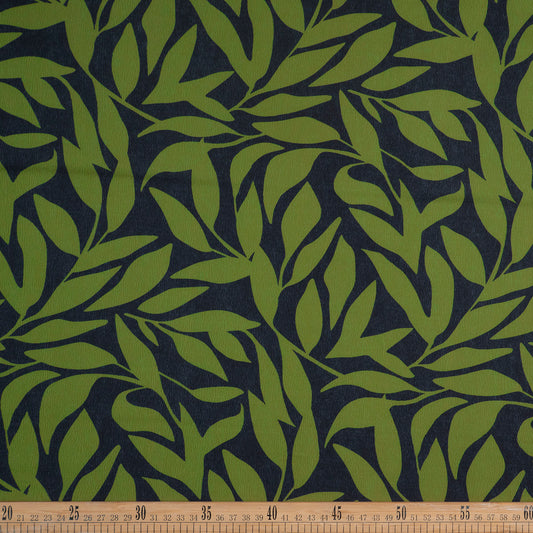 CREPE LAUREN ESTAMPADO NEGRO METEORITO HOJAS