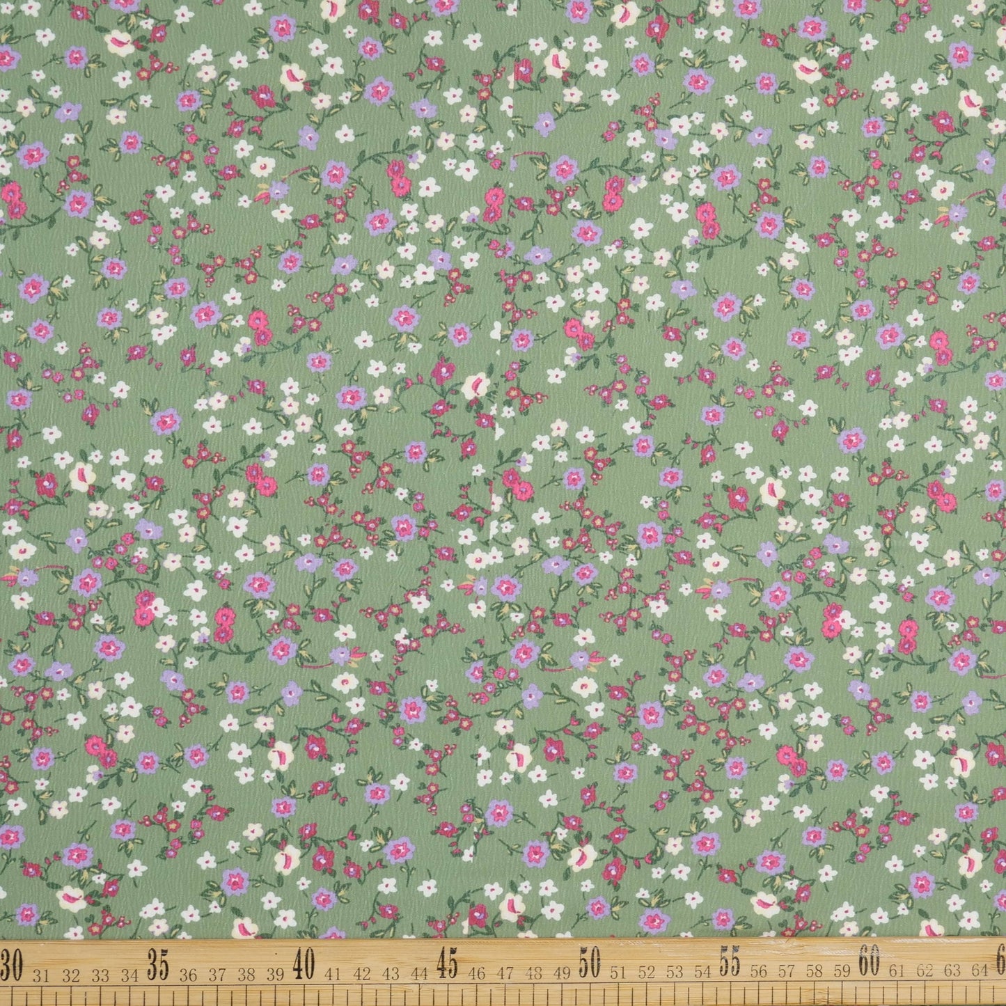 CREPE LAUREN ESTAMPADO VERDE MUSGO TE FLORAL