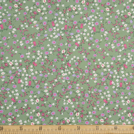 CREPE LAUREN ESTAMPADO VERDE MUSGO TE FLORAL