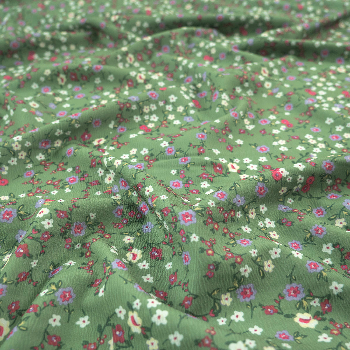 CREPE LAUREN ESTAMPADO VERDE MUSGO TE FLORAL