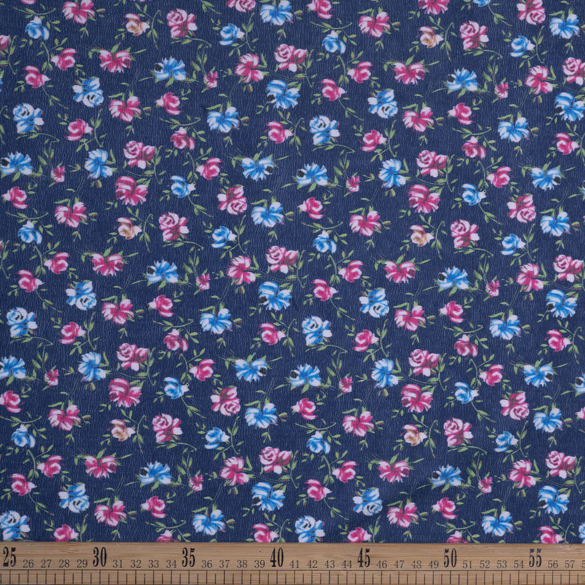 CREPE LAUREN ESTAMPADO AZUL ECLIPSE FLORAL ROSA Y AZUL