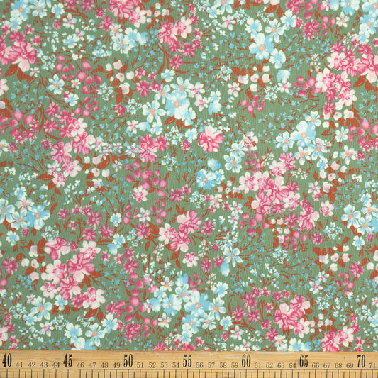 CREPE LAUREN ESTAMPADO VERDE MUSGO TE FLORAL COLORIDO