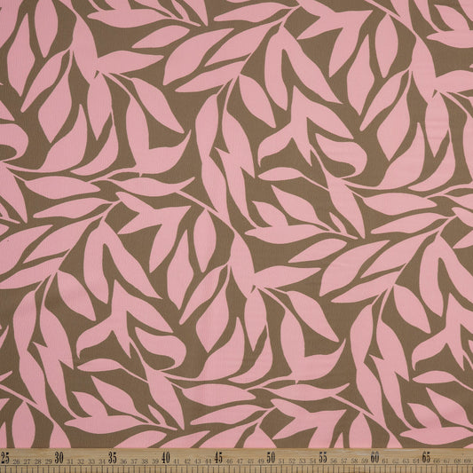 CREPE LAUREN ESTAMPADO CAMEL PRALINE HOJAS