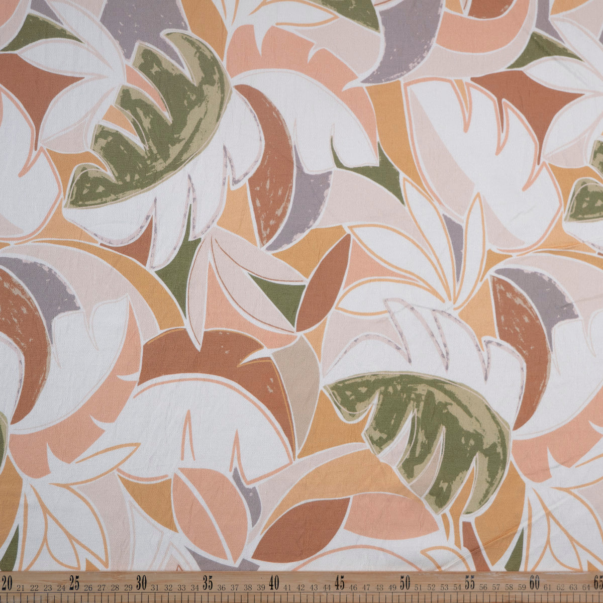 CREPE GILLY DIGITAL PRINT BLANCO PRISTINO CON HOJAS