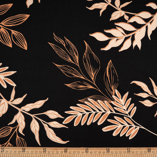 CREPE GILLY DIGITAL PRINT NEGRO METEORITO CON HOJAS