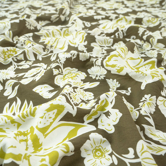 CREPE GILLY DIGITAL PRINT VERDE ACEITE HOJAS