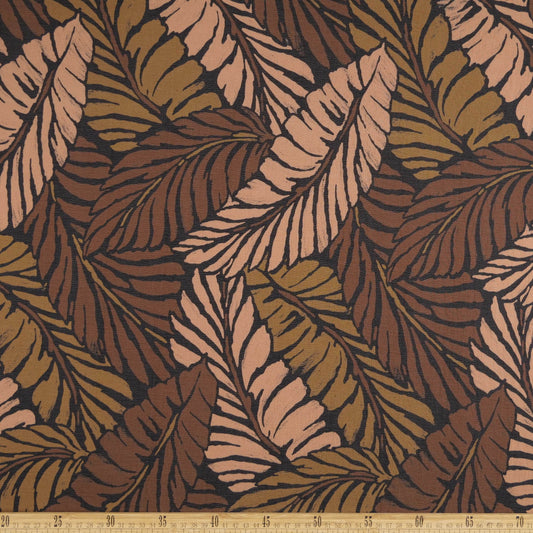 CREPE GILLY DIGITAL PRINT MARRON BROWNIE HOJAS