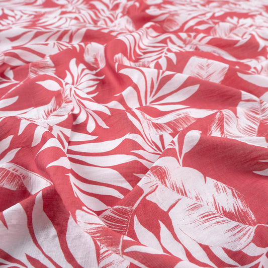 CREPE MELISA ESTAMPADO NARANJA JENGIBRE HOJAS