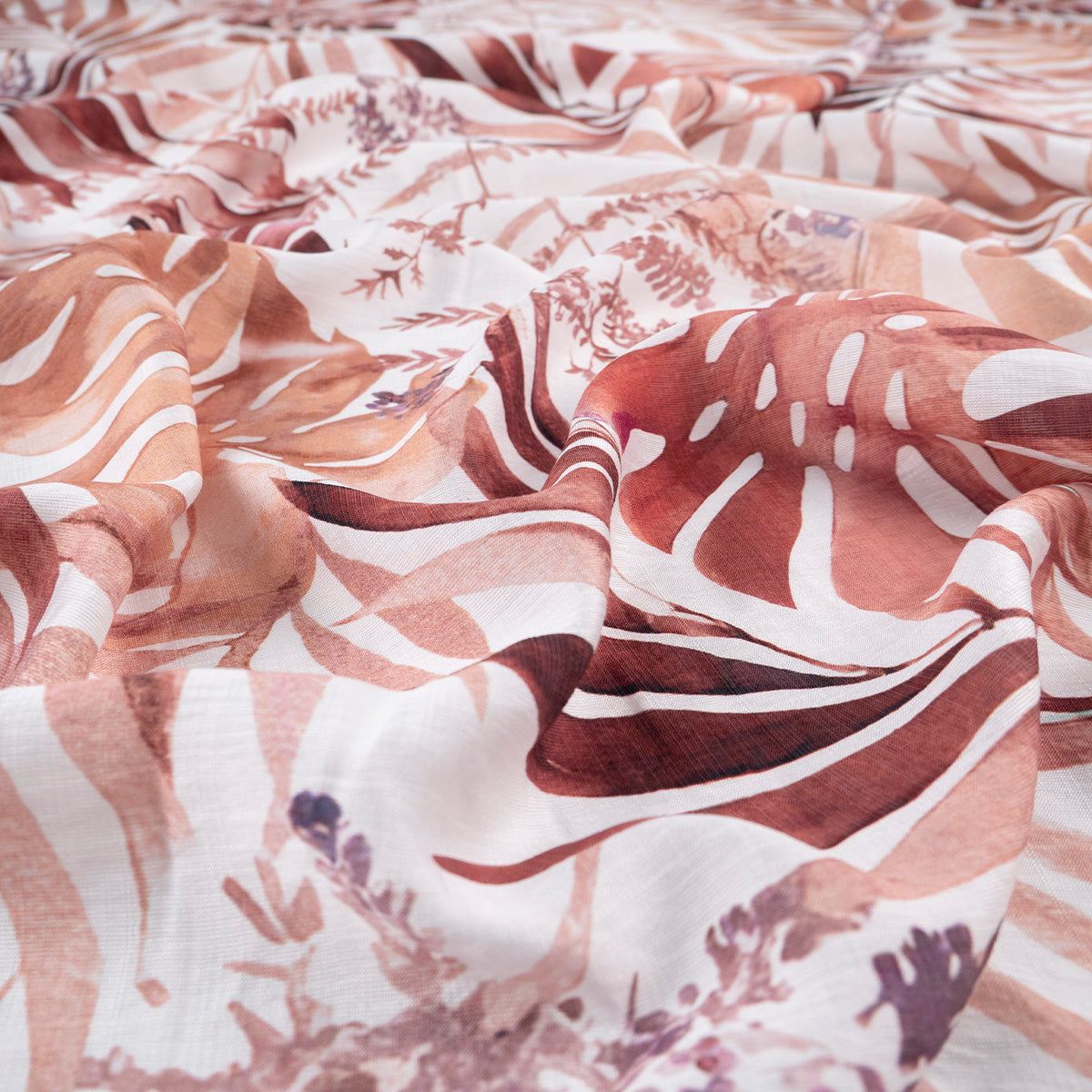 CREPE MELISA ESTAMPADO BLANCO BRILLANTE HOJAS