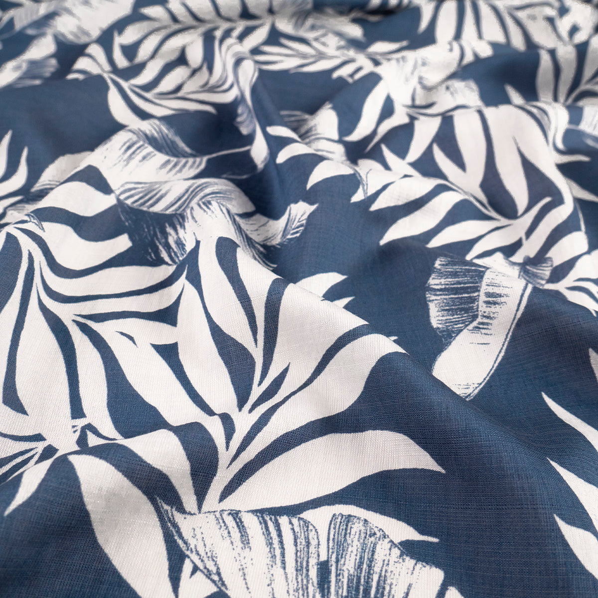 CREPE MELISA ESTAMPADO AZUL OCEANO HOJAS