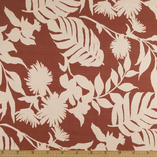 CREPE MELISA ESTAMPADO MARRON SECOYA HOJAS