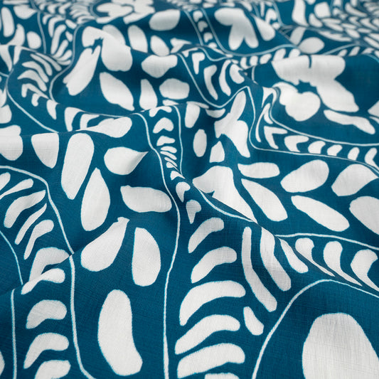 CREPE MELISA ESTAMPADO AZUL SAJONIA ARABESCO