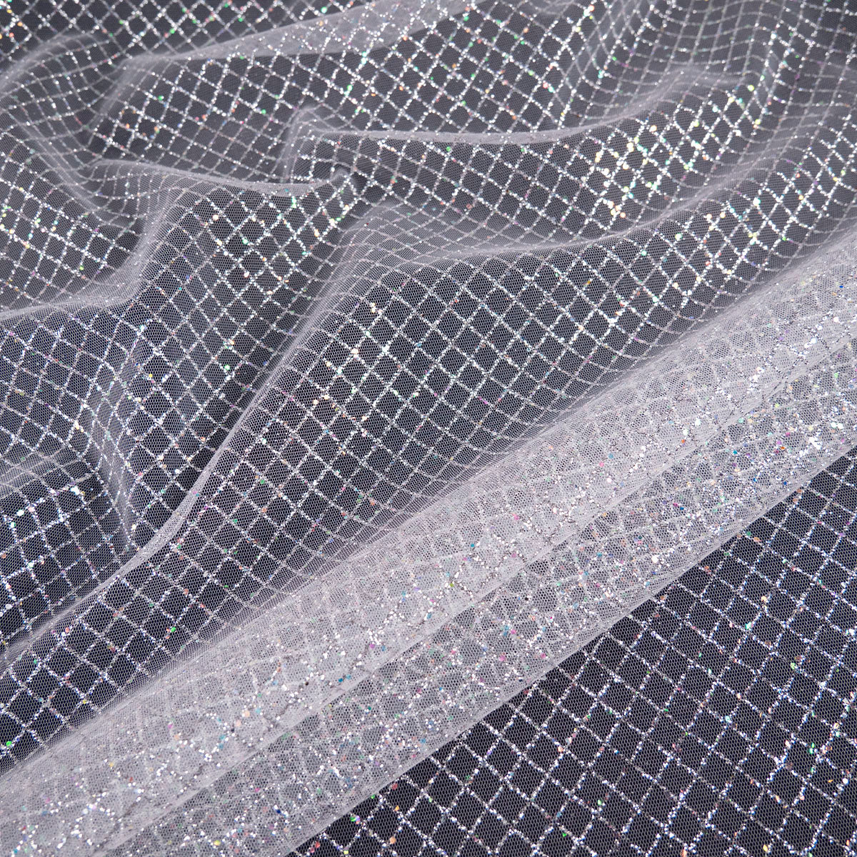 MALLA GLITTER BLANCO AZULADO