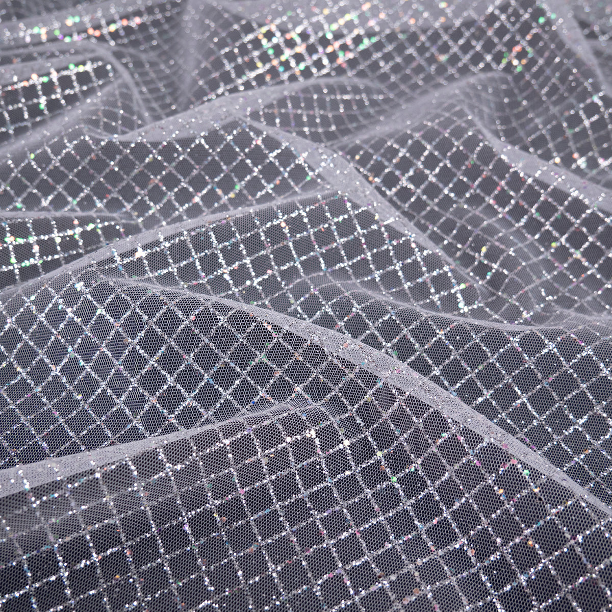 MALLA GLITTER BLANCO AZULADO