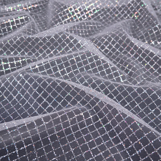 MALLA GLITTER BLANCO AZULADO