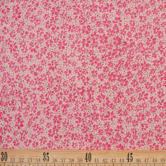 CREPE MARINA ESTAMPADO ROSA CREMA TAN FLORES FUCSIA