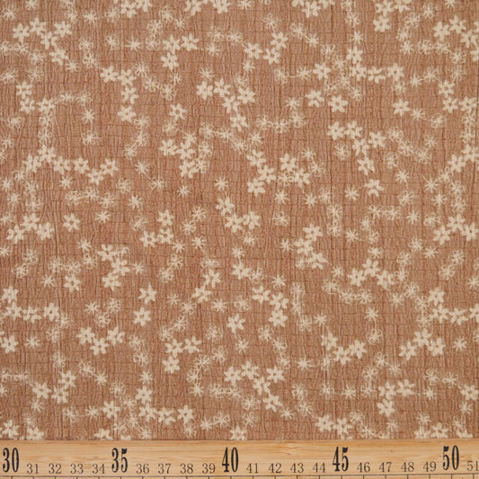 CREPE MARINA ESTAMPADO MARRON TRAVERTINE PEQUEÑAS FLORES BLANCAS