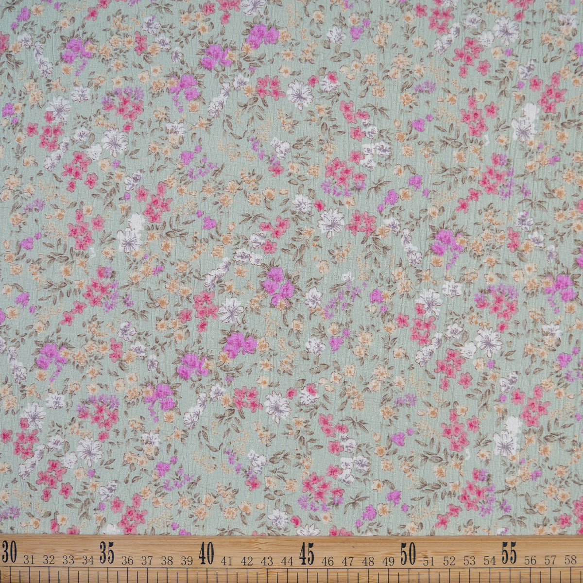 CREPE MARINA ESTAMPADO VERDE AMBROSIA FLORAL MULTICOLOR PEQUEÑAS