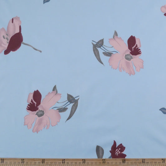 PERCAL ESTAMPADO AZUL ANGEL FLORAL ROSA Y BORDO