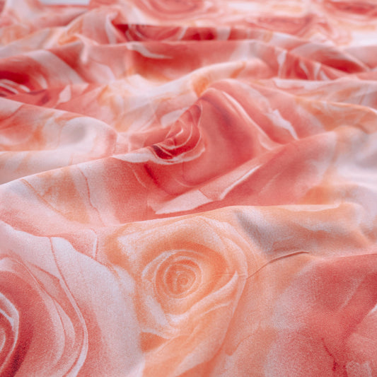 PERCAL ESTAMPADO CORAL VIVO FLORAL 3D