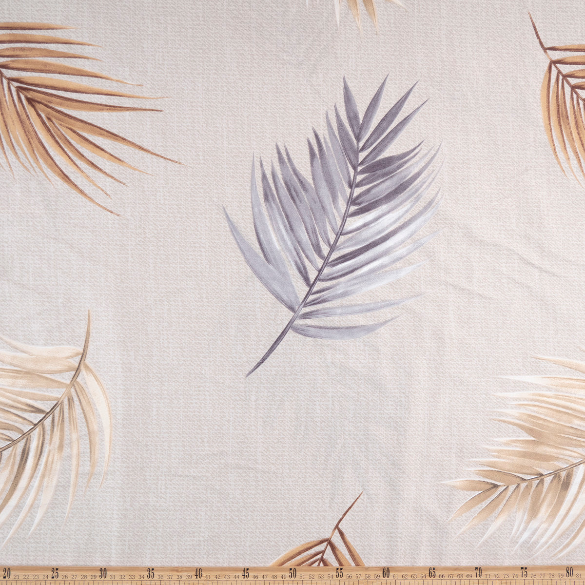 PERCAL ESTAMPADO BEIGE LANA HOJAS DE PALMERAS NEUTRO