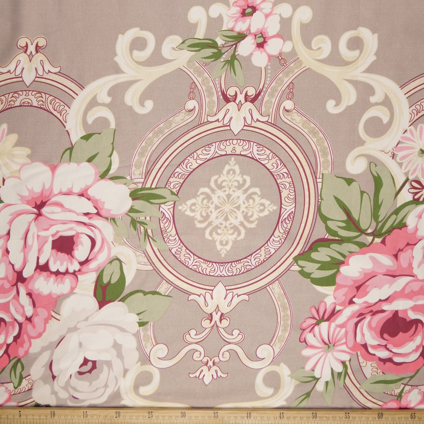PERCAL ESTAMPADO BEIGE BISCOTTI GRANDES ROSAS