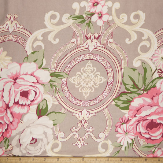 PERCAL ESTAMPADO BEIGE BISCOTTI GRANDES ROSAS