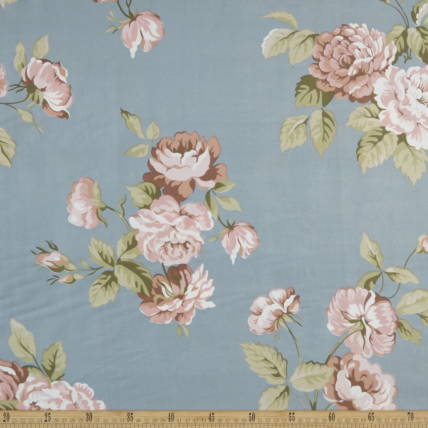 PERCAL ESTAMPADO GRIS AQUA ROSA DELICADAS