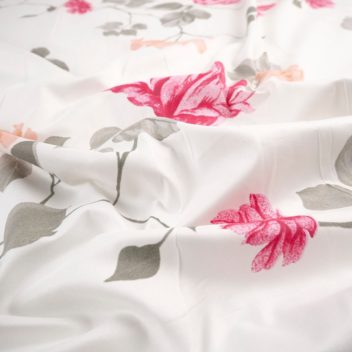 PERCAL ESTAMPADO BLANCO PAPIRO FLORAL EN ROSA Y BEIGE