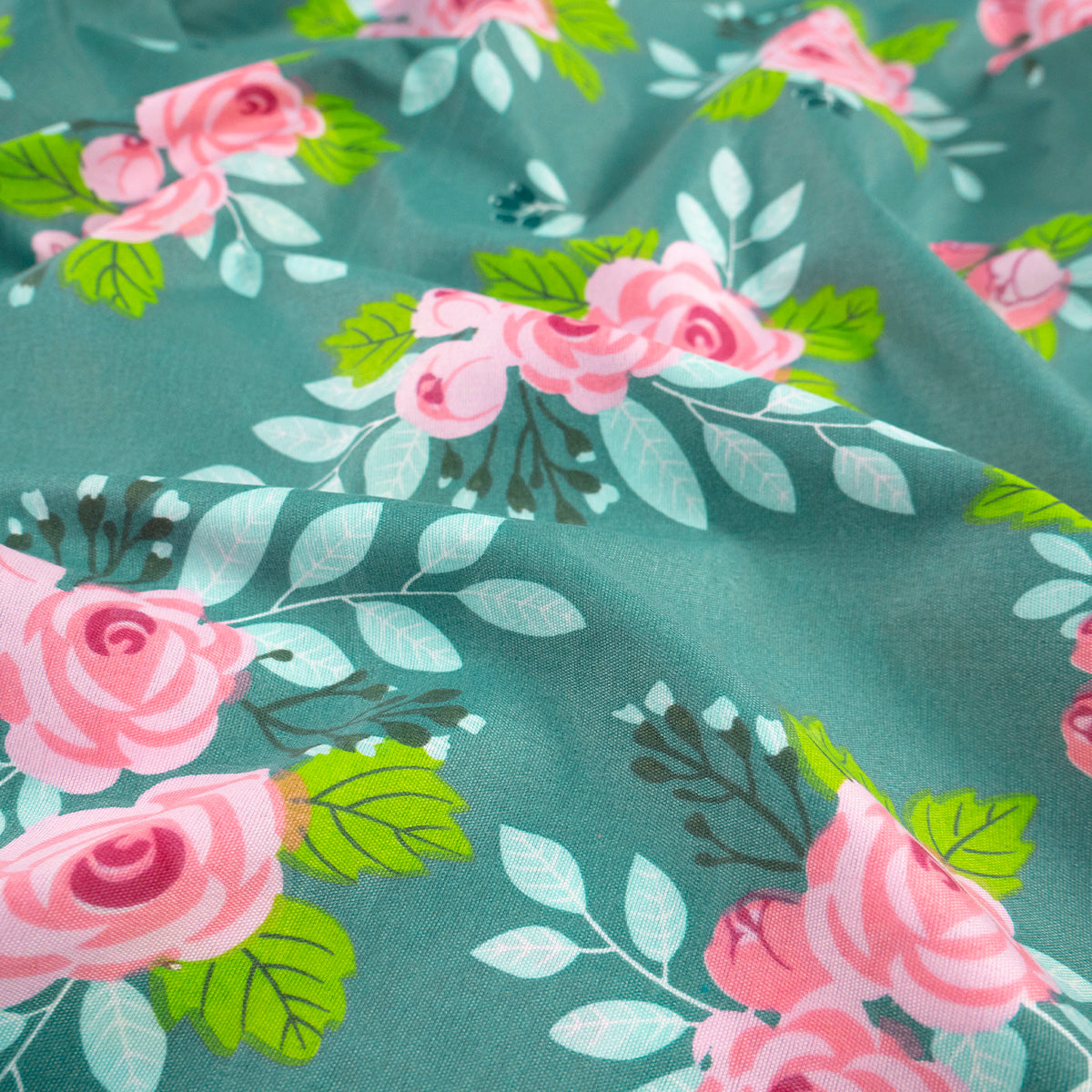 PERCAL ESTAMPADO VERDE RIFLE FLORAL