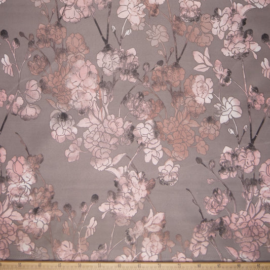PERCAL ESTAMPADO GRIS PELTRE FLORES DE SAKURA