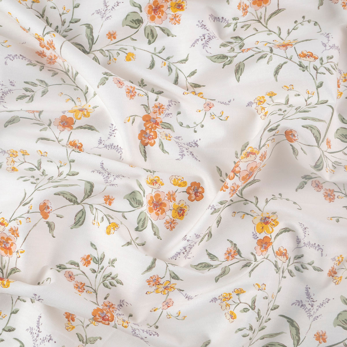 PERCAL 200 HILOS ESTAMPADA BLANCO PAPIRO FLORAL