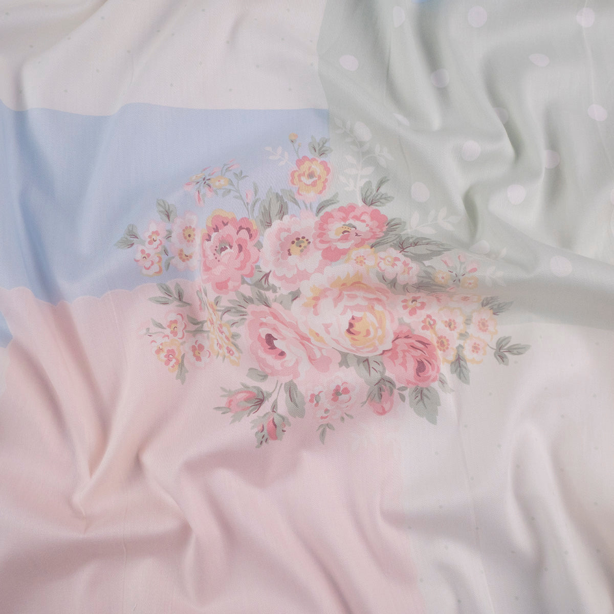 PERCAL 200 HILOS ESTAMPADA AZUL VISTA DETALLE FLORAL