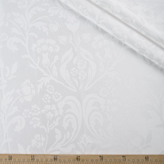 BROCATO BLANCO BRILLANTE CON HOJAS Y FLORES