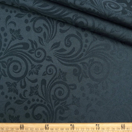 BROCATO VERDE TEAL OSCURO CON DISEÑO DE ARABESCOS