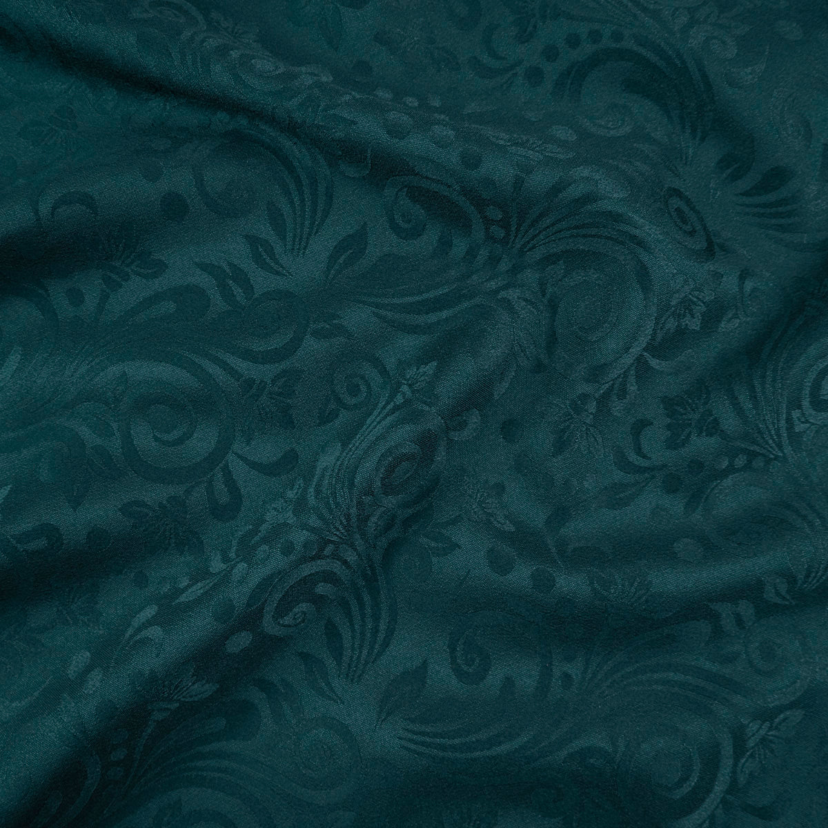 BROCATO VERDE TEAL OSCURO CON DISEÑO DE ARABESCOS