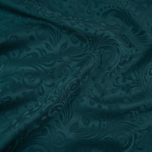 BROCATO VERDE TEAL OSCURO CON DISEÑO DE ARABESCOS