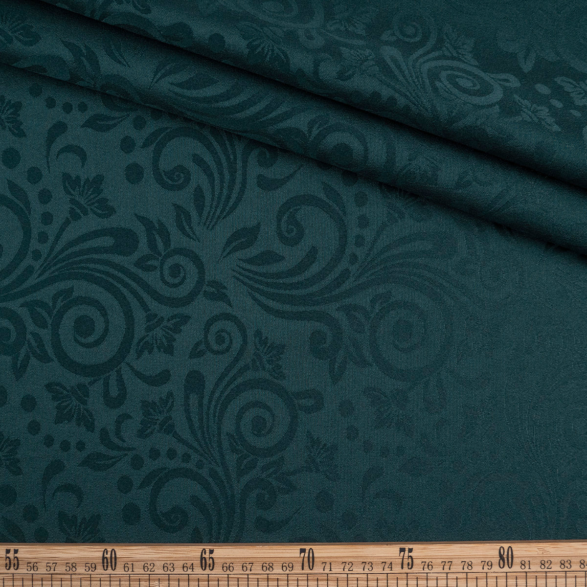 BROCATO VERDE TEAL OSCURO CON DISEÑO DE ARABESCOS