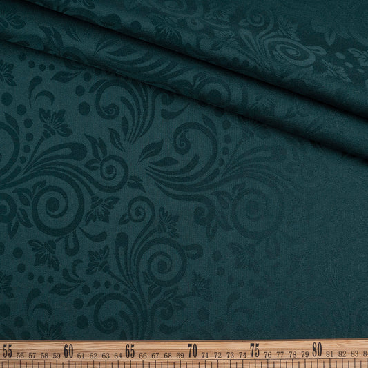 BROCATO VERDE TEAL OSCURO CON DISEÑO DE ARABESCOS