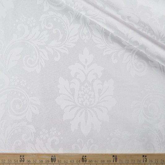 BROCATO BLANCO BRILLANTE FLORES Y ARABESCOS