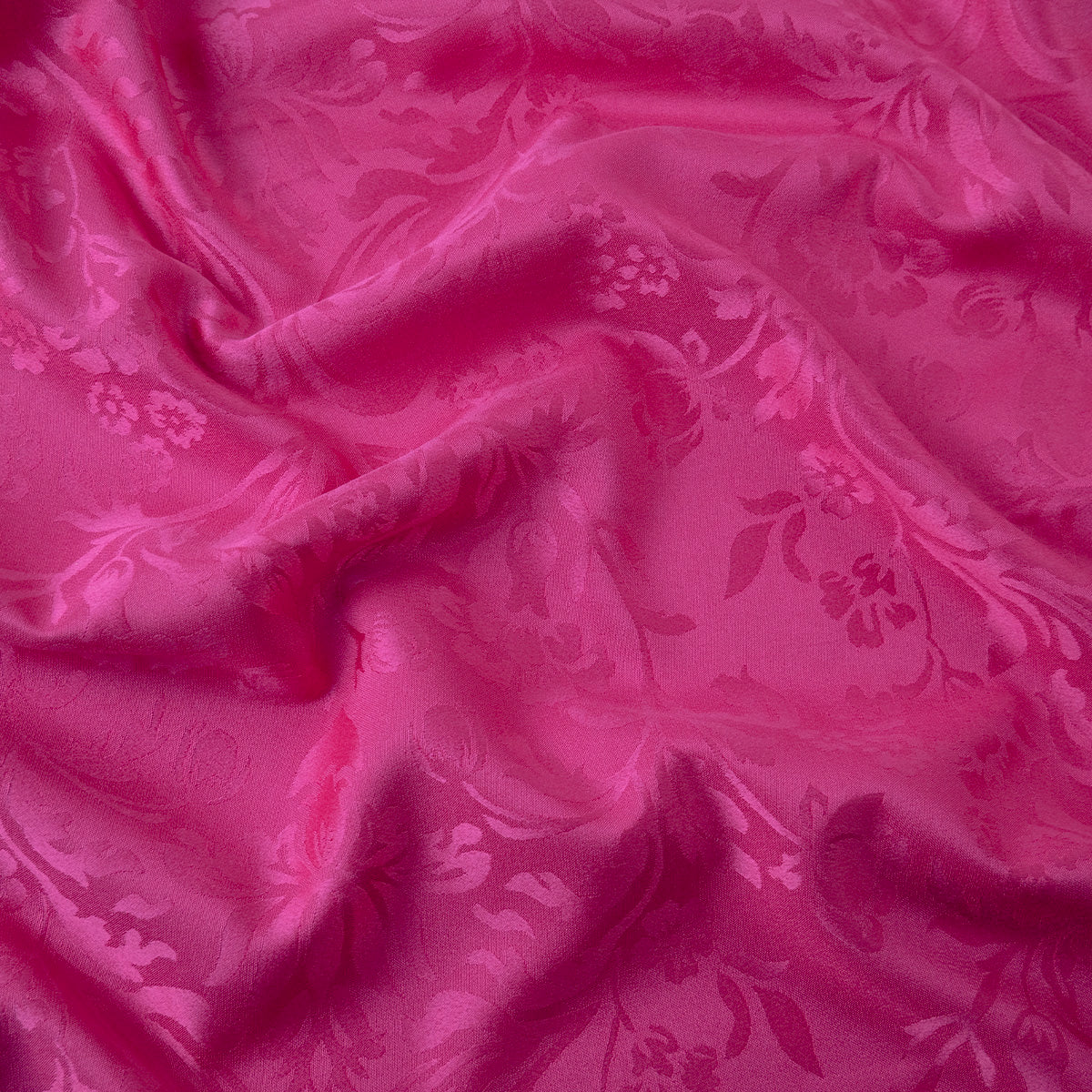 BROCATO FUCSIA FLAMBE CON FLORES Y HOJAS