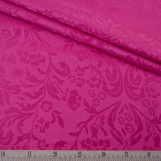 BROCATO FUCSIA FLAMBE CON FLORES Y HOJAS